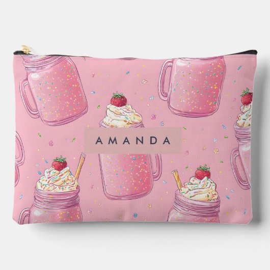 Persoonlijke Moppige Roze Milkshake Strooigoed Etui (Voorkant)