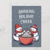 Persoonlijke Moppige Sneeuwmannen Plat Kerstkaart (Voorkant / Achterkant)