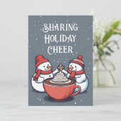 Persoonlijke Moppige Sneeuwmannen Plat Kerstkaart (Staand voorkant)