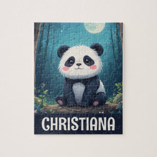 Persoonlijke Moppige Whimsical Panda in een Bos Legpuzzel
