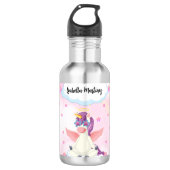 Persoonlijke Mopshagedis met Roze Sterren Waterfles (Voorkant)