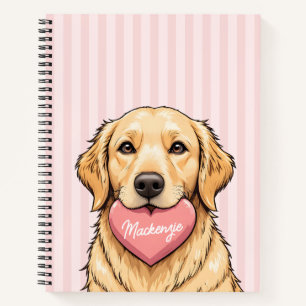 Persoonlijke Mopshond met Roze Hart Notitieboek