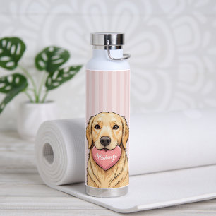 Persoonlijke Mopshond met Roze Hart Waterfles