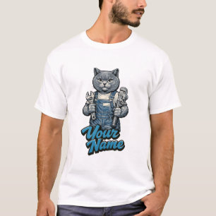 Persoonlijke Mopshond Schotse Fold Kat Loodgieter T-shirt