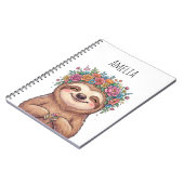 Persoonlijke Mopsluis met bloemenkroon Notitieboek (Linkerzijde)
