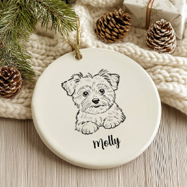 Persoonlijke Morkie-hond Kerstmis Keramisch Ornament