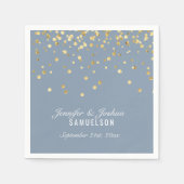 Persoonlijke mosterd BLUE Gold Confetti Wedding Servetten (Voorkant)