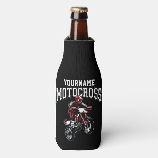 Persoonlijke Motocross Dirt Bike Rider Racing Flesjeskoeler (Fles Voorkant)