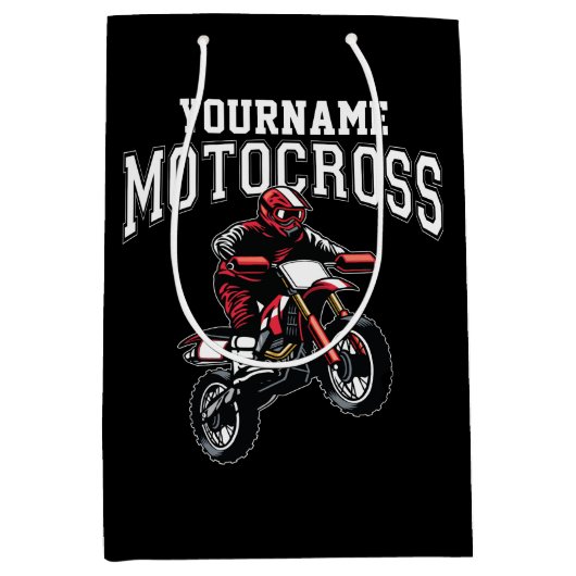 Persoonlijke Motocross Dirt Bike Rider Racing Medium Cadeauzakje (Voorkant)