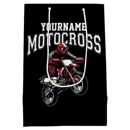 Persoonlijke Motocross Dirt Bike Rider Racing Medium Cadeauzakje (Achterkant)