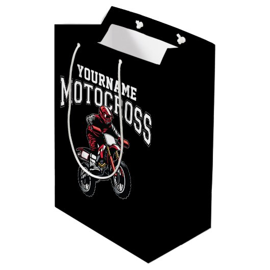 Persoonlijke Motocross Dirt Bike Rider Racing Medium Cadeauzakje (Achterkant Gekanteld)
