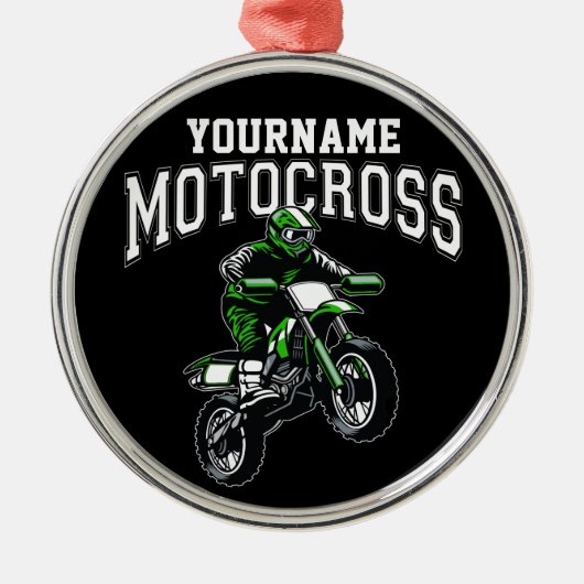 Persoonlijke Motocross Dirt Bike Rider Racing Metalen Ornament (Voorkant)