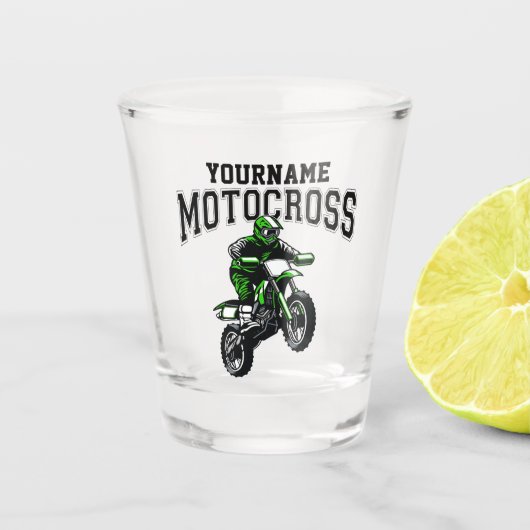 Persoonlijke Motocross Dirt Bike Rider Racing Shot Glas (Voorkant)