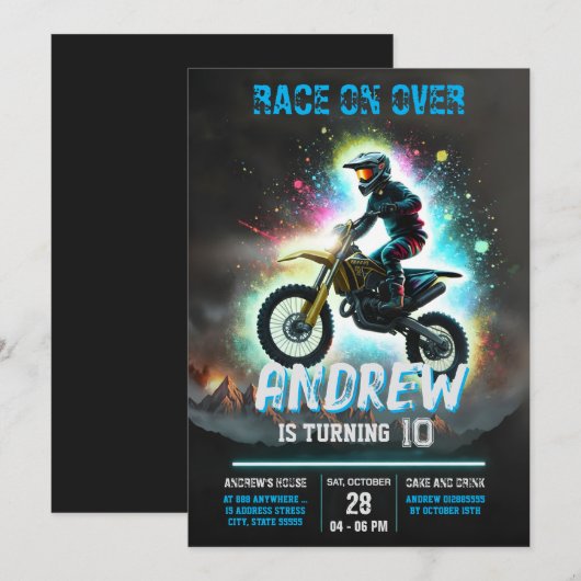 Persoonlijke Motorcross Dirt Motorbike Jongen Verj Kaart (Voorkant / Achterkant)
