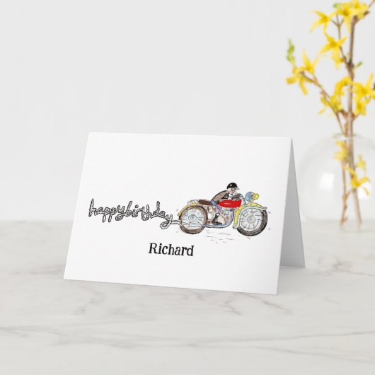 Persoonlijke motorfiets verjaardag kaart (Gele Bloem)
