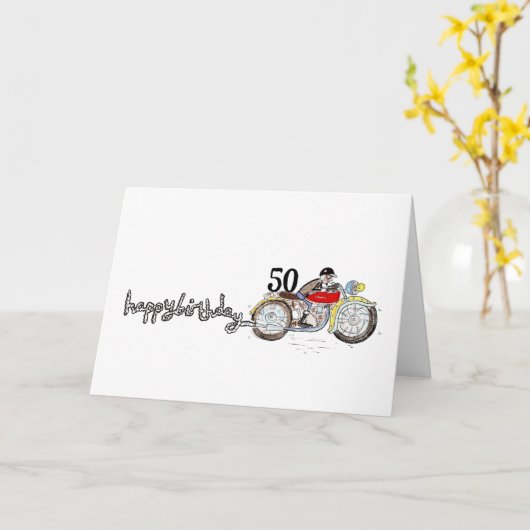 Persoonlijke motorfiets verjaardag kaart (Gele Bloem)