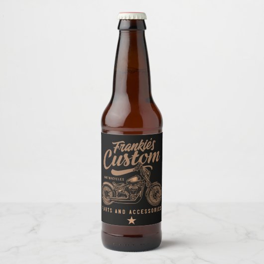Persoonlijke motorrijder op maat gemaakte Bobber-m Bier Etiket (Voorkant)