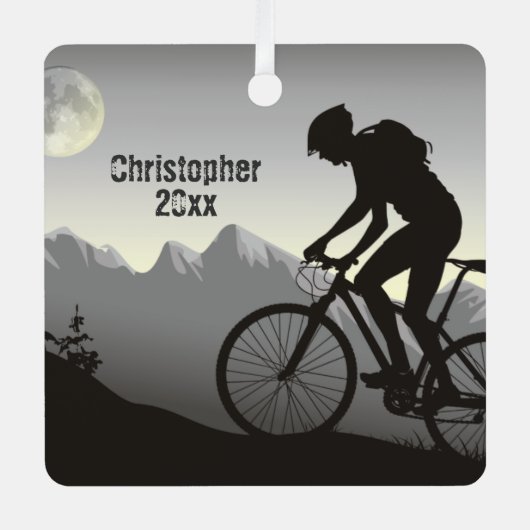 Persoonlijke mountainbiking, Full Moon Kerstmis Metalen Ornament (Voorkant)
