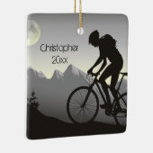 Persoonlijke mountainbiking in Moon met Kerstmis Keramisch Ornament (Rechts)