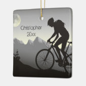 Persoonlijke mountainbiking in Moon met Kerstmis Keramisch Ornament (Links)