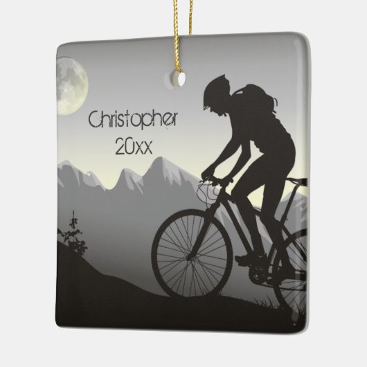Persoonlijke mountainbiking in Moon met Kerstmis Keramisch Ornament (Links)