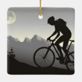 Persoonlijke mountainbiking in Moon met Kerstmis Keramisch Ornament (Achterkant)