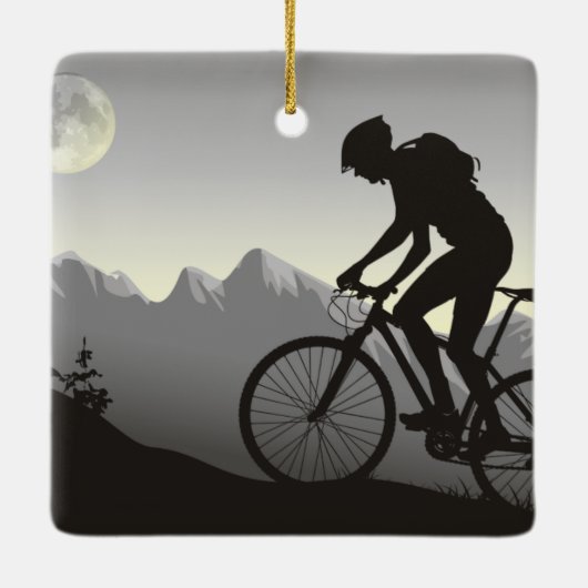 Persoonlijke mountainbiking in Moon met Kerstmis Keramisch Ornament (Achterkant)