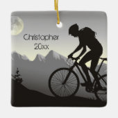 Persoonlijke mountainbiking in Moon met Kerstmis Keramisch Ornament (Voorkant)