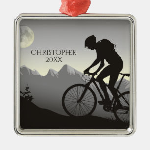 Persoonlijke mountainbiking in Moon met Kerstmis Metalen Ornament