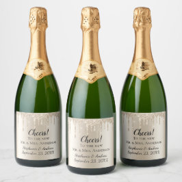 Persoonlijke Mousserende Wijn Druppelende Glitter  Sparkling Wijnetiket