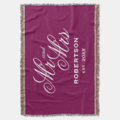 Persoonlijke Mr en Mrs achternaam chic bordeauxroo Deken (Voorkant Verticaal)