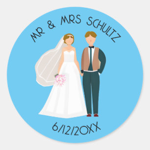 Persoonlijke Mr en Mrs Bruid en Bruidegom  Ronde Sticker
