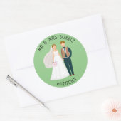 Persoonlijke Mr en Mrs Bruid en Bruidegom Ronde Sticker (Envelop)
