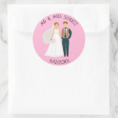 Persoonlijke Mr en Mrs Bruid en Bruidegom Ronde Sticker (Tas)