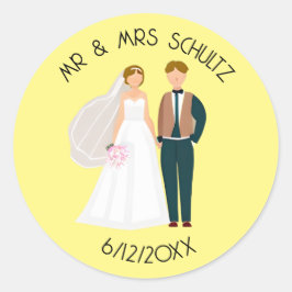 Persoonlijke Mr en Mrs Bruid en Bruidegom Ronde Sticker