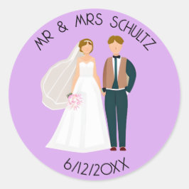 Persoonlijke Mr en Mrs Bruid en Bruidegom Ronde Sticker