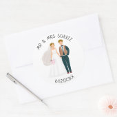Persoonlijke Mr en Mrs Bruid en Bruidegom Ronde Sticker (Envelop)