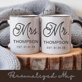 Persoonlijke Mr en Mrs mok huwelijkscadeau voor ko