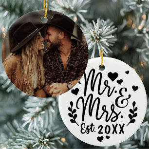 Persoonlijke Mr en Mrs Opgericht Datum Foto Keramisch Ornament