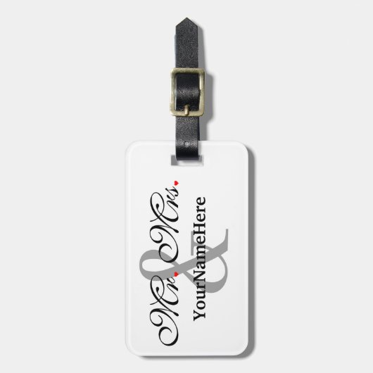 Persoonlijke Mr. en Mrs. Plus Aangepaste Kleur Bagagelabel (Voorkant verticaal)