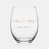Persoonlijke Mr en Mrs Script Naam Wijnglas Zonder Voet (Voorkant)
