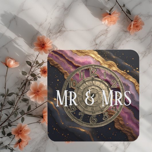 Persoonlijke Mr & Mrs Agate Roze Romantische Luxe Bier Onderzetter