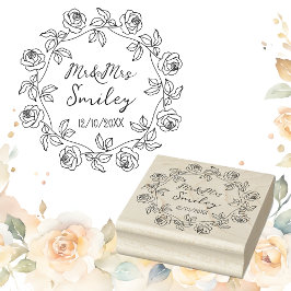 Persoonlijke Mr&Mrs Huwelijk met Rozenkrans Rubberstempel