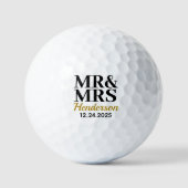 Persoonlijke Mr & Mrs Trouwdag Golfballen (Voorkant)