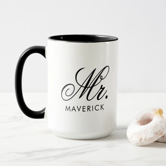 Persoonlijke Mr Naam Combo Mok Met Eigen Tekst Cad (Met donut)