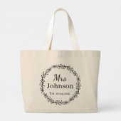 Persoonlijke 'Mrs' Krans Bruiloft Geschatte Datum Grote Tote Bag (Achterkant)