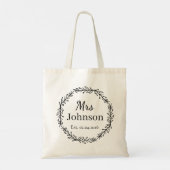 Persoonlijke 'Mrs' Krans Bruiloft Geschatte Datum Tote Bag (Achterkant)