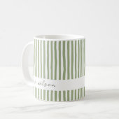 Persoonlijke Mrs Mok Groene Gestreepte Koffiemok (Voorkant links)