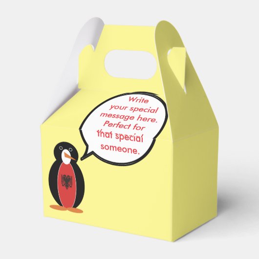 Persoonlijke Ms. Penguin Albanië Gable Bedankdoosjes (Achterkant)
