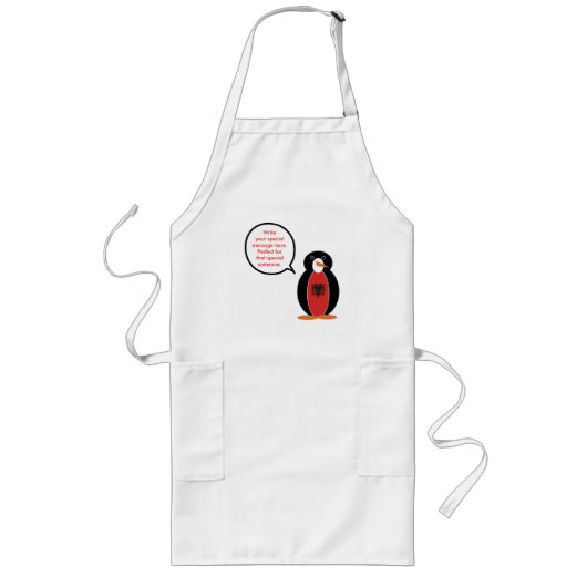 Persoonlijke Ms. Penguin Albanië Lang Schort (Voorkant)
